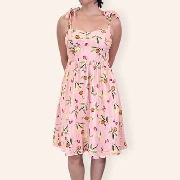 Lauren Conrad pink sundress with fruit patterns Size L - Picture 1 of 5